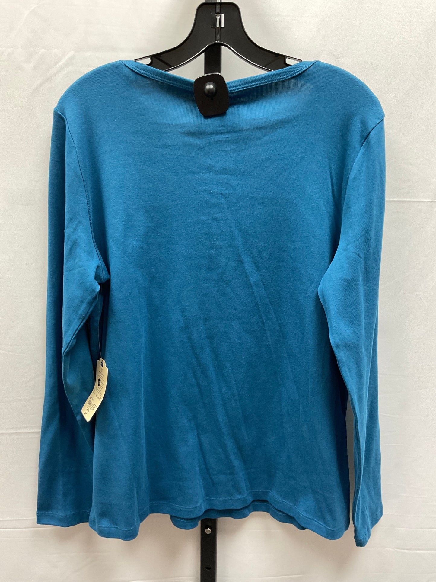 Blue Top Long Sleeve Basic St Johns Bay, Size L