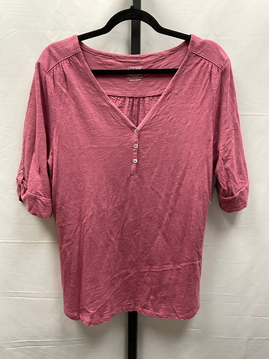 Top Short Sleeve By Chicos In Pink, Size: Xl