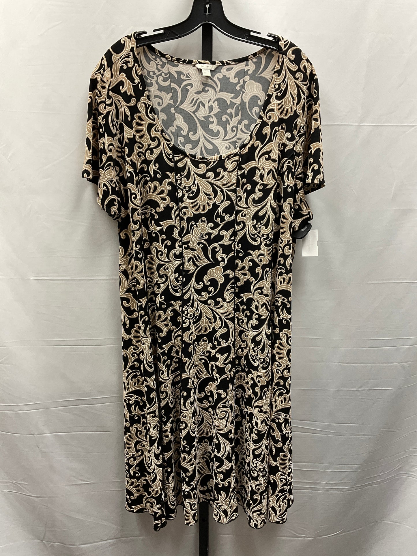 Dress Casual Midi By Cato In Black & Tan, Size: 3x