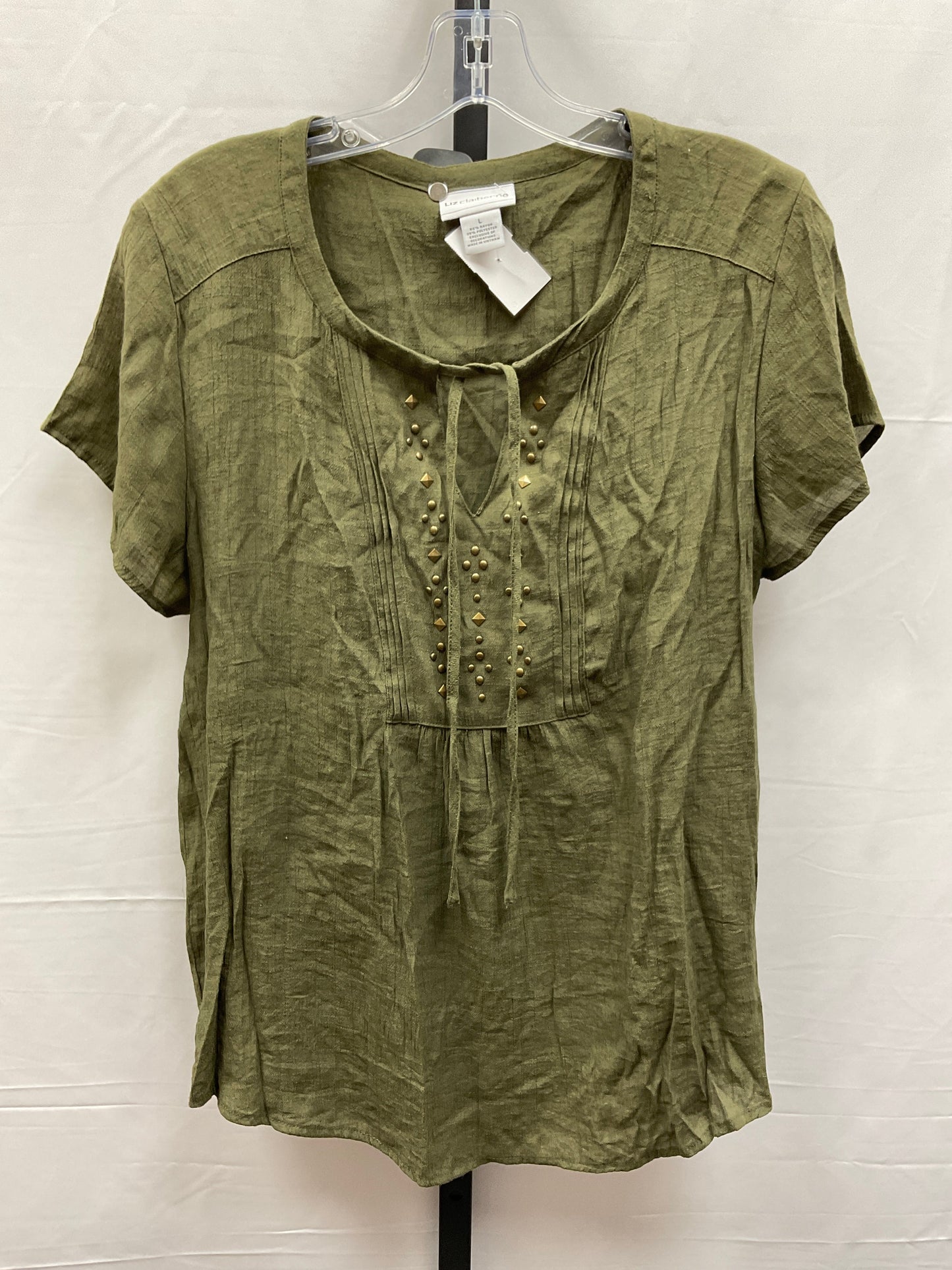 Top Short Sleeve By Liz Claiborne In Green, Size: L