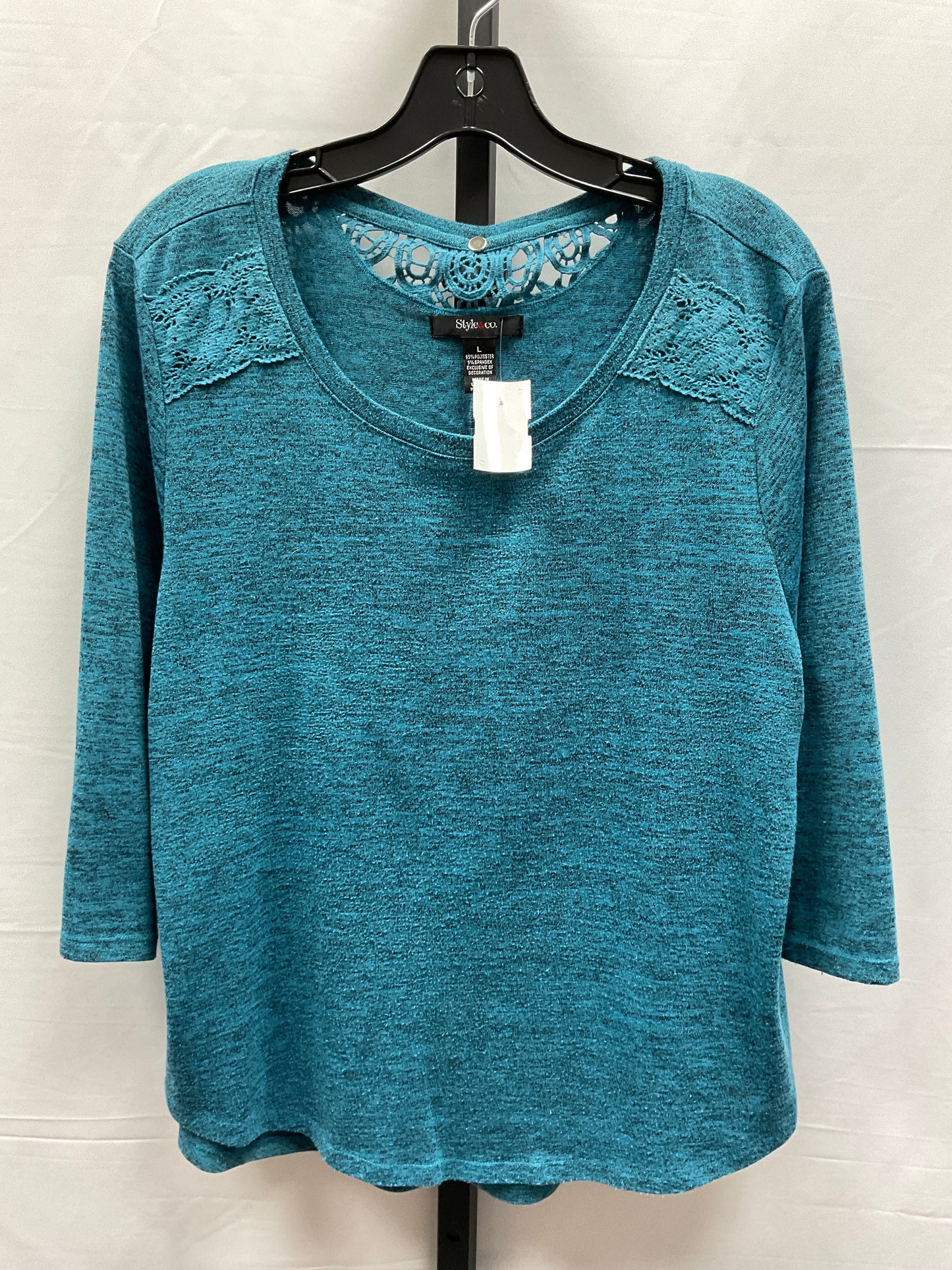 Top Long Sleeve By Style And Company In Blue, Size: L