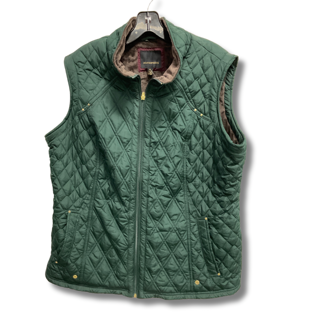 Vest Puffer & Quilted By Weatherproof In Green, Size: 1x