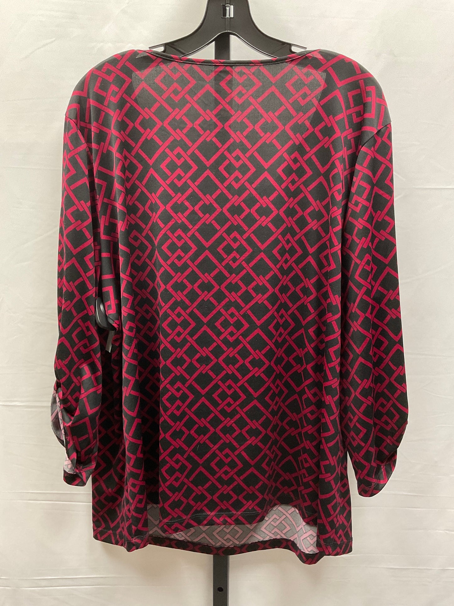 Top Long Sleeve By Perseption Concept In Black & Red, Size: 2x