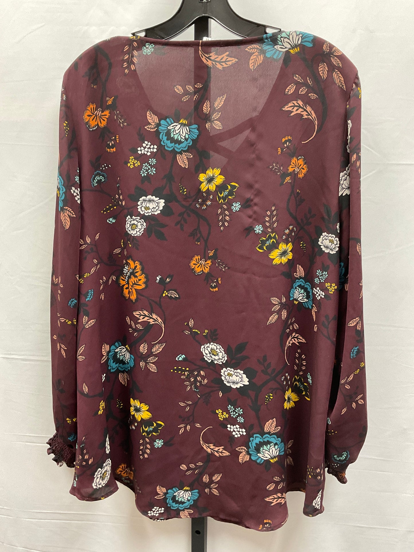 Top Long Sleeve By Maurices In Floral Print, Size: Xl