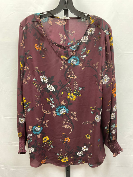 Top Long Sleeve By Maurices In Floral Print, Size: Xl