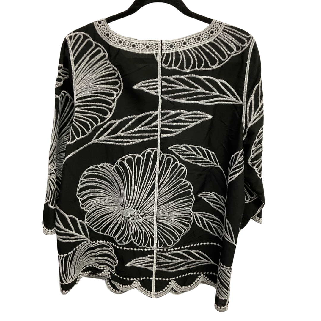 Top 3/4 Sleeve By Chicos In Black & White, Size: L