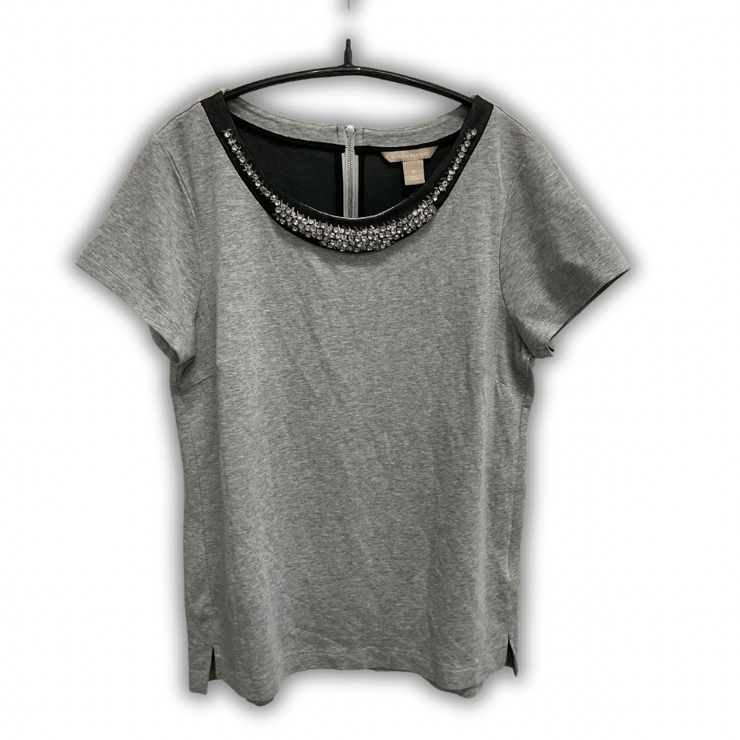 Top Short Sleeve By Banana Republic In Grey, Size: M