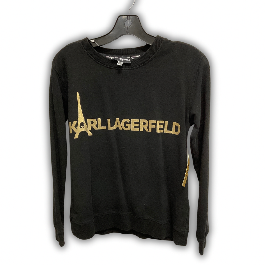 Top Long Sleeve Designer By Karl Lagerfeld In Black, Size: Xs