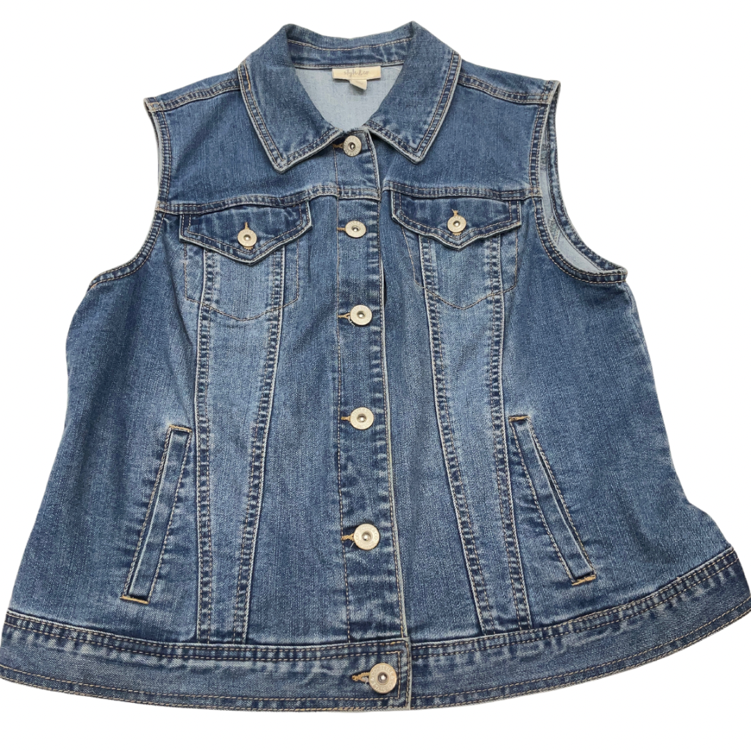 Vest Other By Style And Company In Blue Denim, Size: L