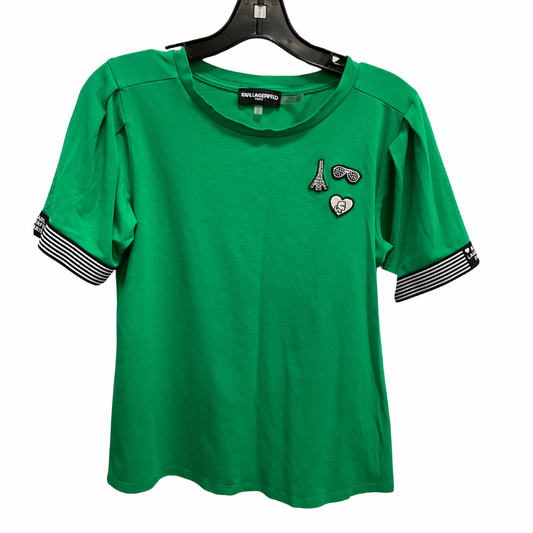 Top Short Sleeve Designer By Karl Lagerfeld In Green, Size: Sp