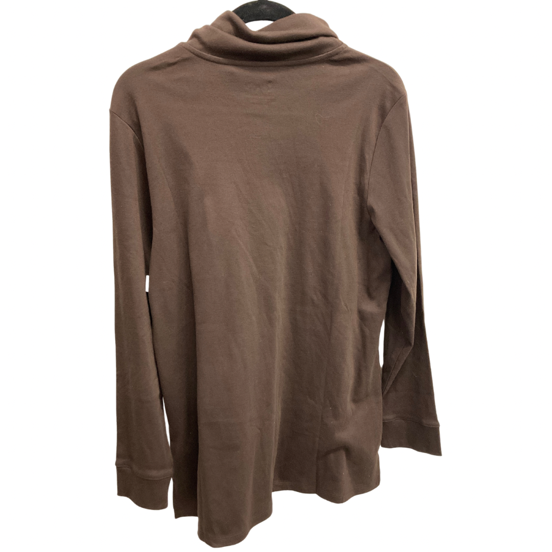 Top Long Sleeve Basic By Denim And Company In Brown, Size: M