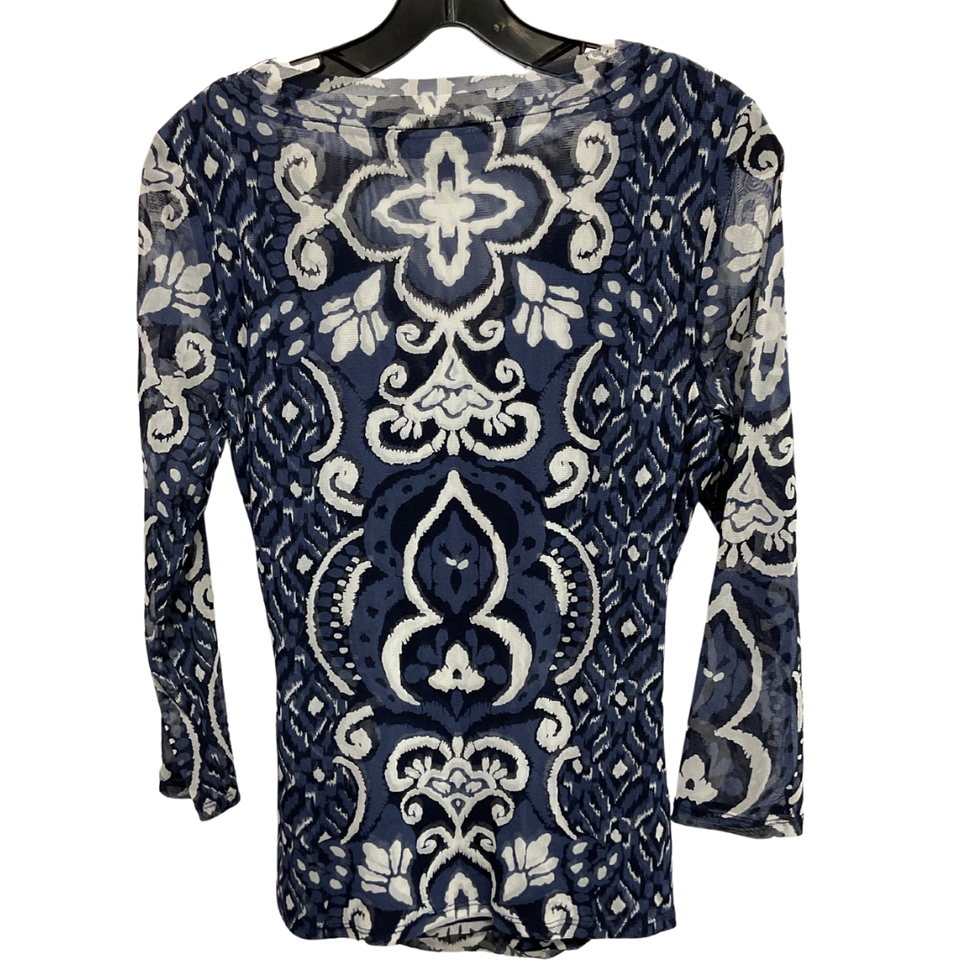 Top Long Sleeve By Inc In Blue & White, Size: L