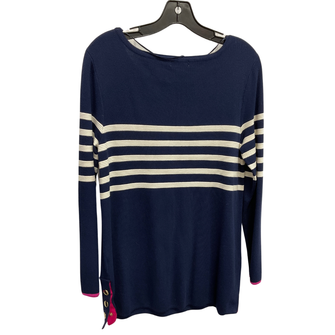 Tunic Long Sleeve By Charter Club In Blue & White, Size: M