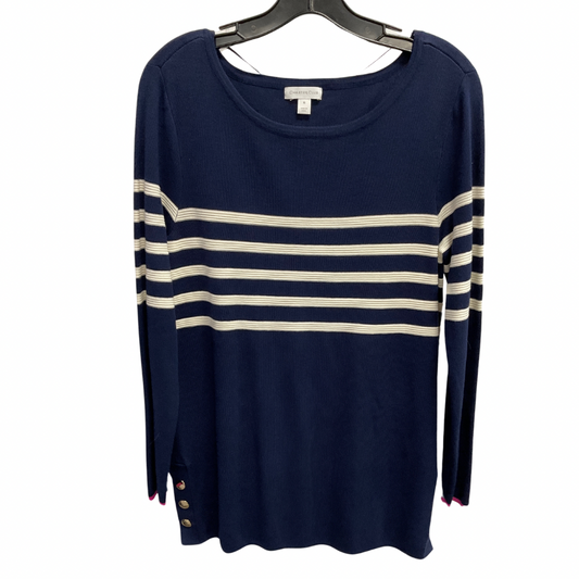 Tunic Long Sleeve By Charter Club In Blue & White, Size: M