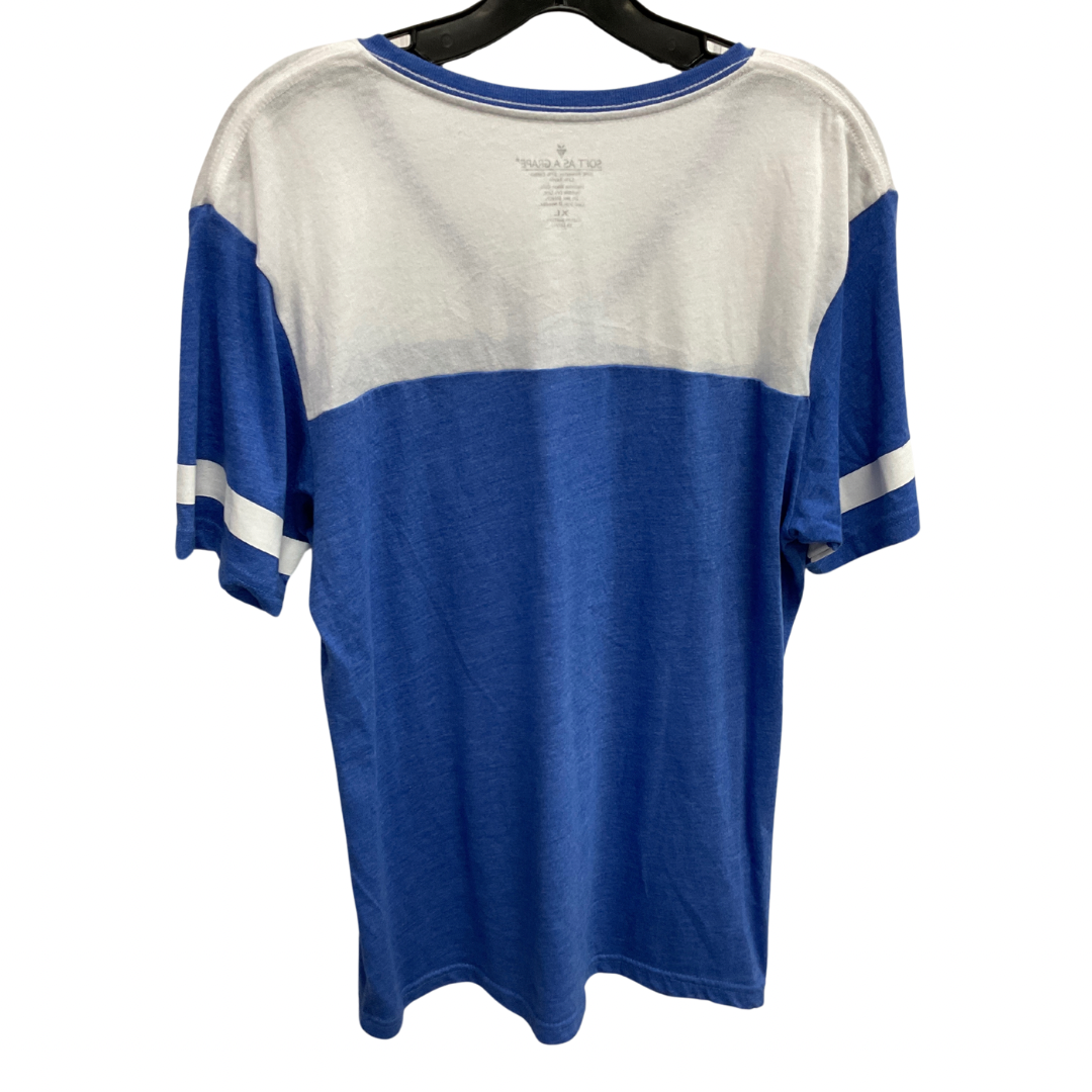 Top Short Sleeve By Clothes Mentor In Blue & White, Size: Xl