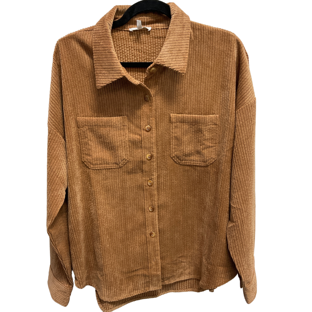 Jacket Shirt By Maurices In Tan, Size: M