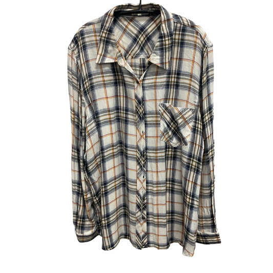 Top Long Sleeve By Maurices In Plaid Pattern, Size: Xxl