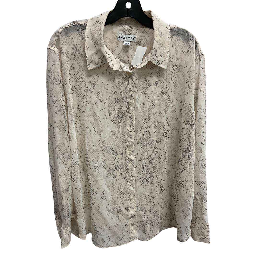 Top Long Sleeve By Ava & Viv In Snakeskin Print, Size: 1x