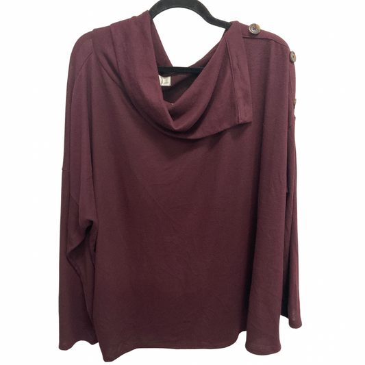 Top Long Sleeve By Maurices In Maroon, Size: 2x