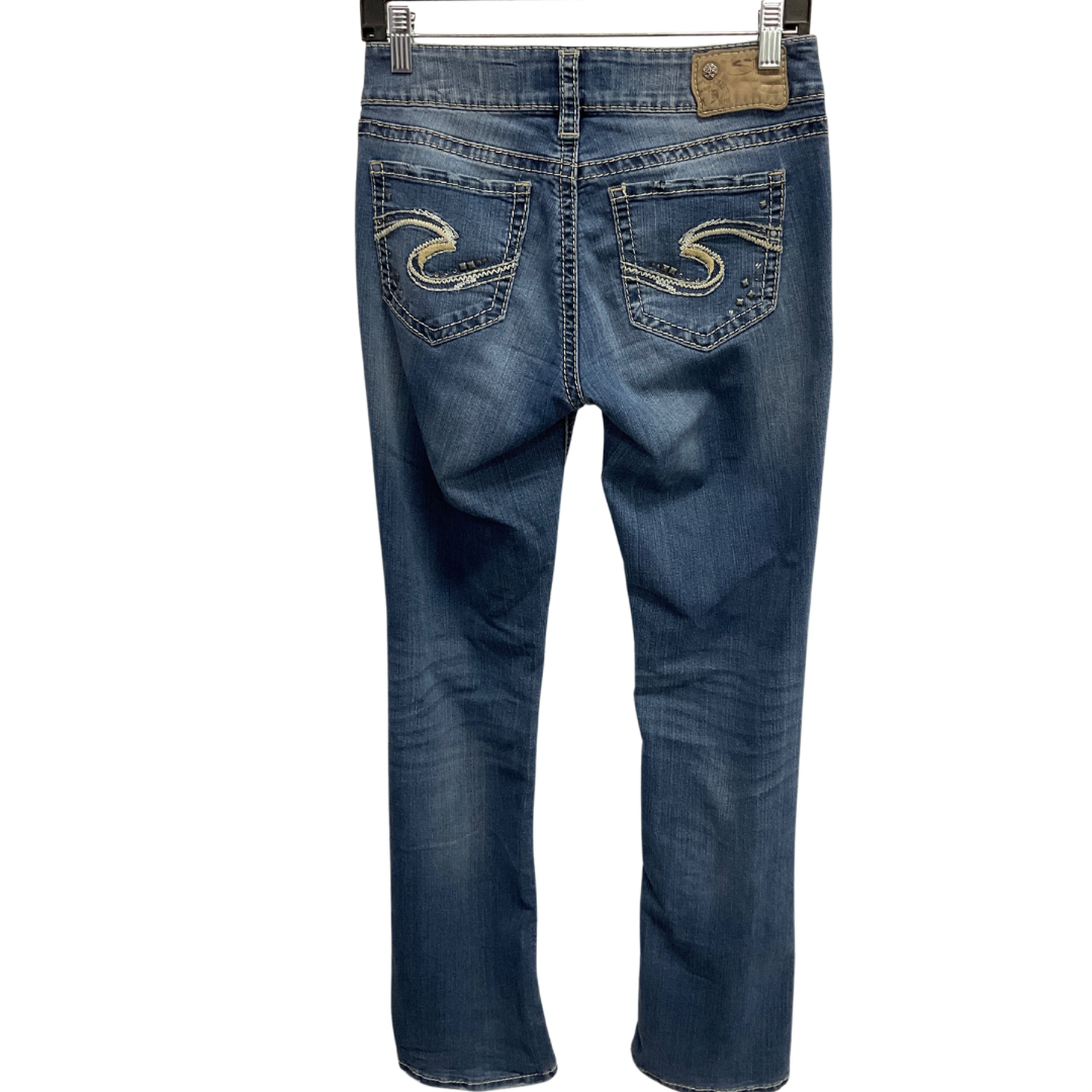 Jeans Boot Cut By Silver In Blue Denim, Size: 4