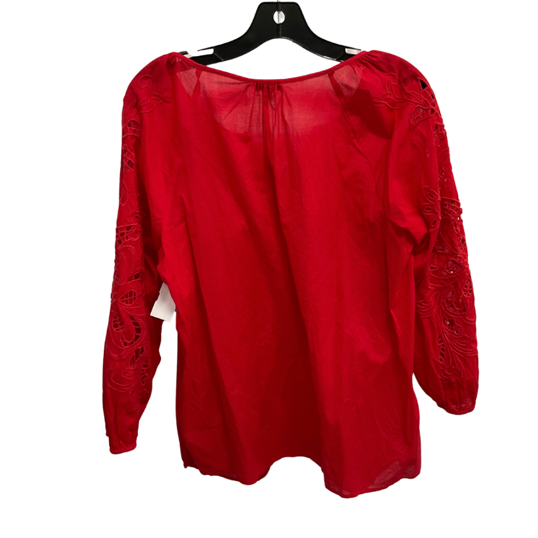 Top Long Sleeve By Talbots In Red, Size: L