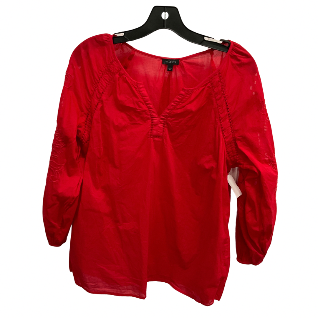 Top Long Sleeve By Talbots In Red, Size: L