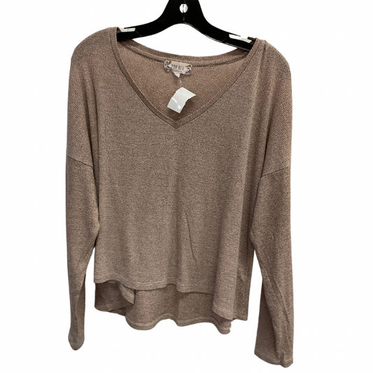 Top Long Sleeve Basic By Pink Rose In Tan, Size: L