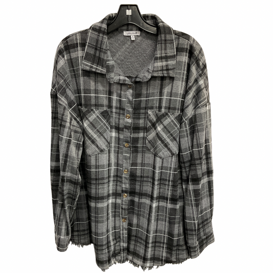 Jacket Shirt By White Birch In Black & Grey, Size: S