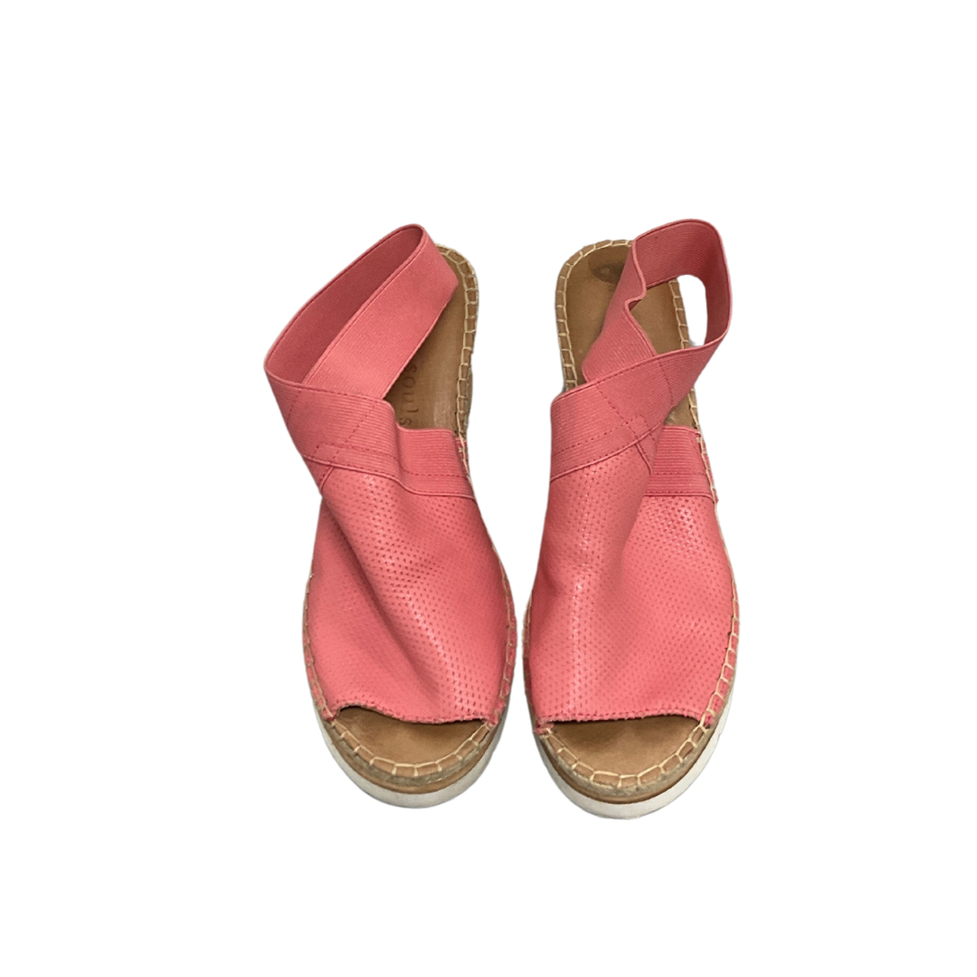 Sandals Heels Wedge By Gentle Souls In Pink & Tan, Size: 8