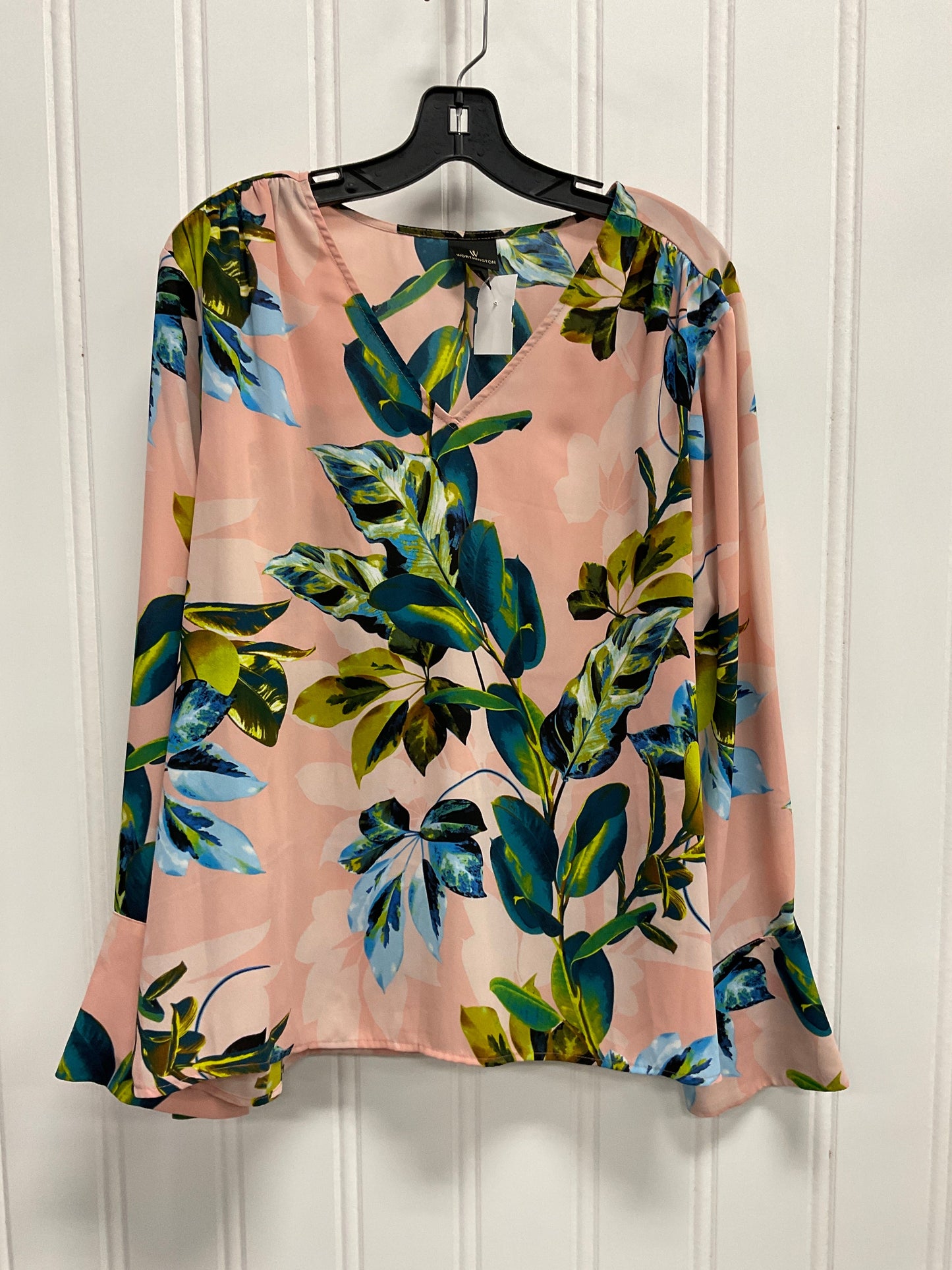 Top Long Sleeve By Worthington In Floral Print, Size: Xl