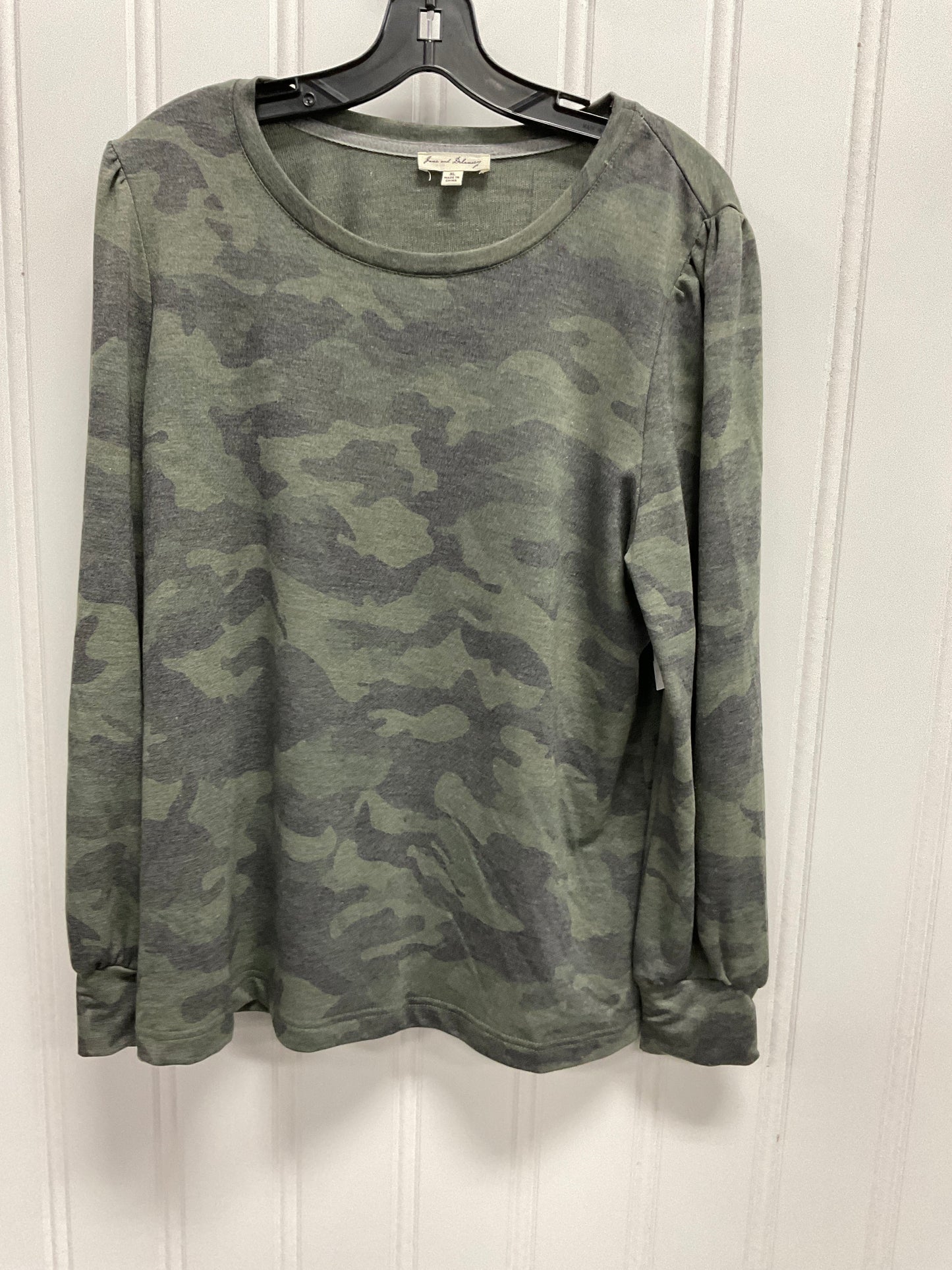 Top Long Sleeve Basic By Jane And Delancey In Camouflage Print, Size: Xl