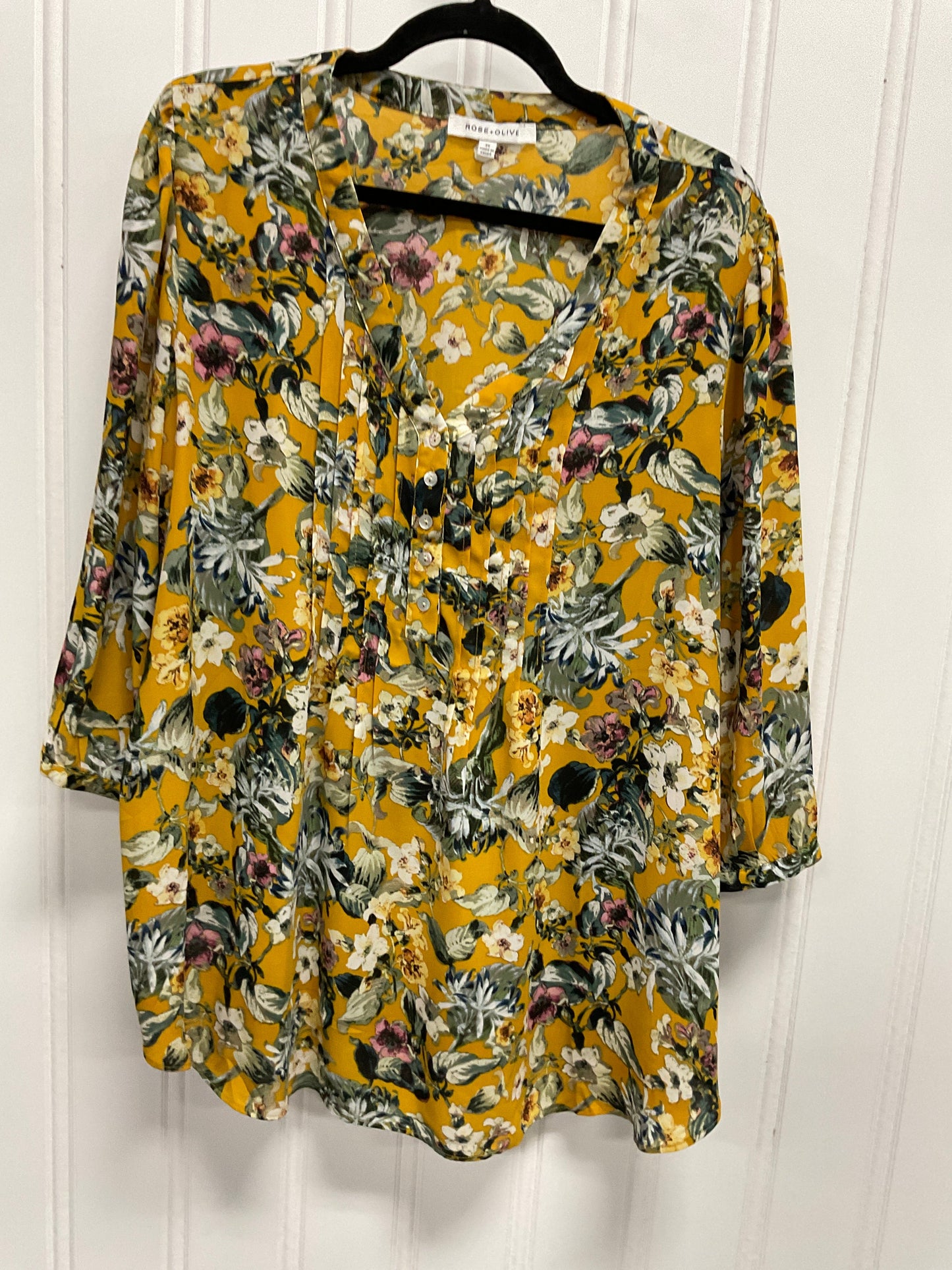 Top Long Sleeve By Rose And Olive In Floral Print, Size: 1x