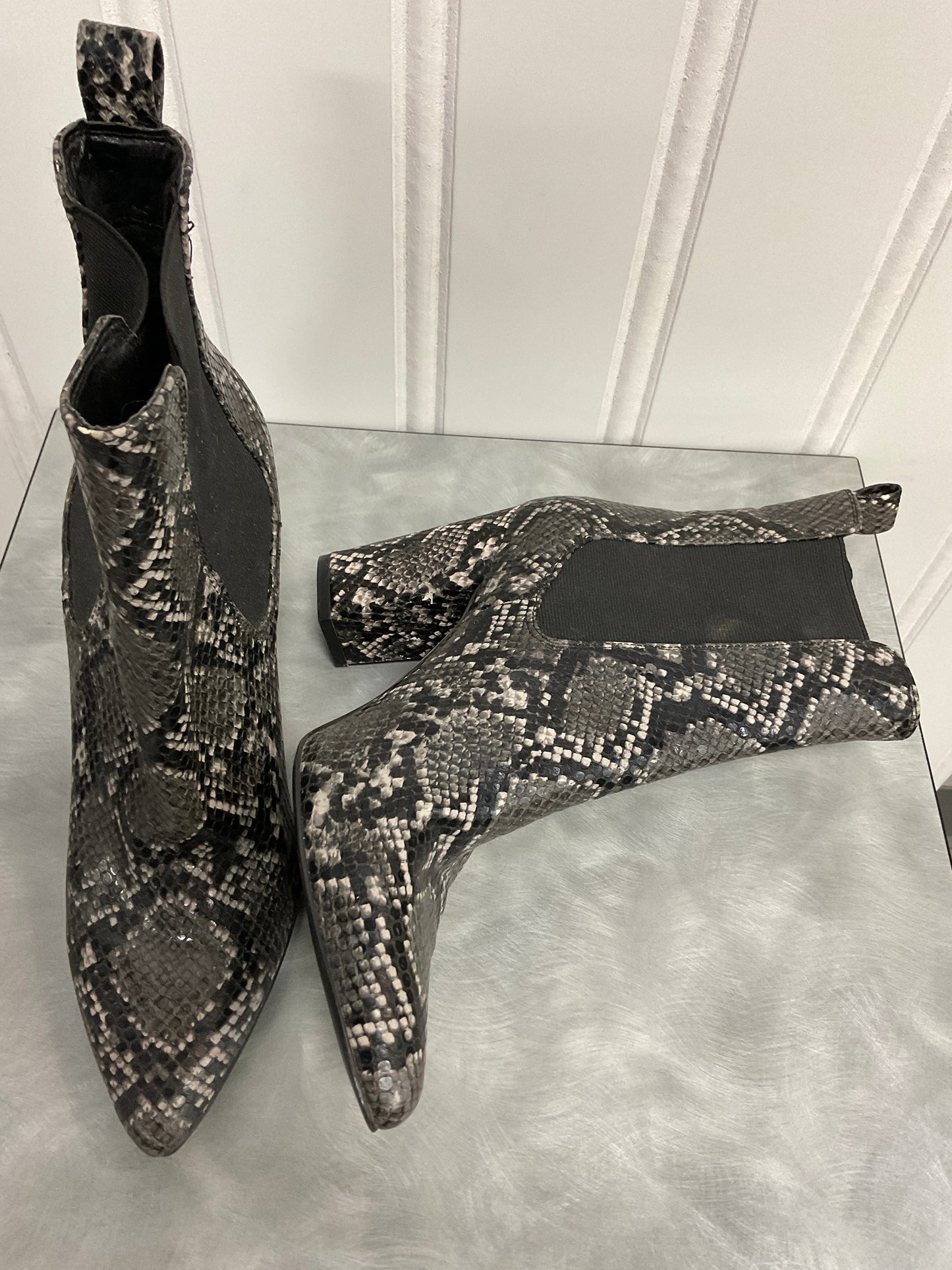 Boots Ankle Heels By Steve Madden In Snakeskin Print, Size: 9