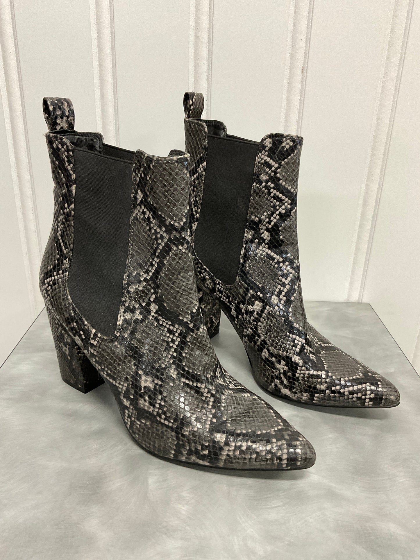 Boots Ankle Heels By Steve Madden In Snakeskin Print, Size: 9