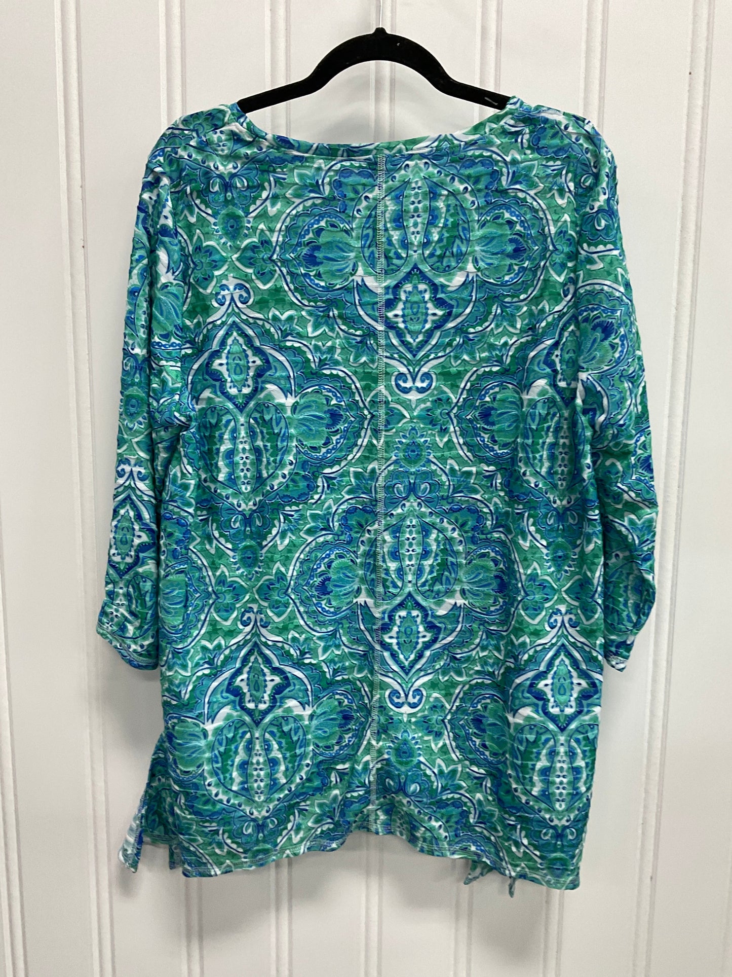 Top Long Sleeve By Zenergy By Chicos In Blue & Green, Size: Xl