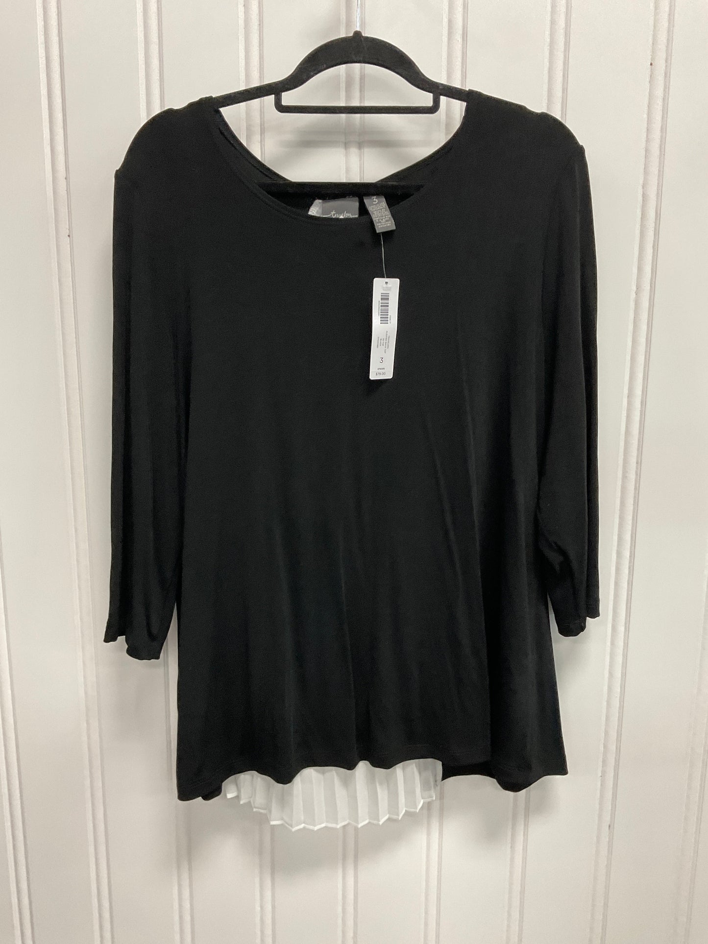 Top Long Sleeve By Chicos In Black & White, Size: Xl