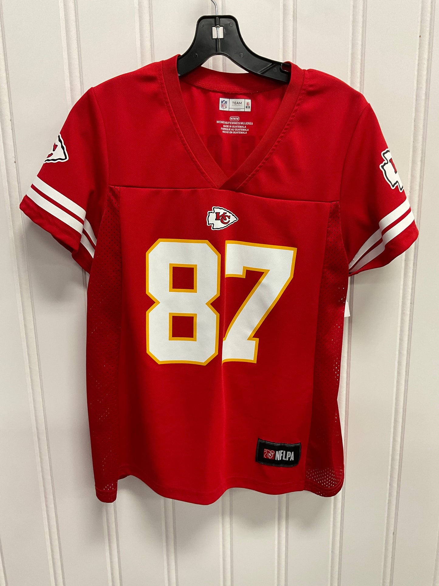 Athletic Top Short Sleeve By Nfl In Red & Yellow, Size: M