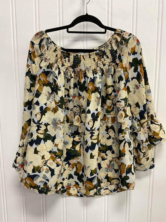 Top Long Sleeve By Zac And Rachel In Floral Print, Size: 1x