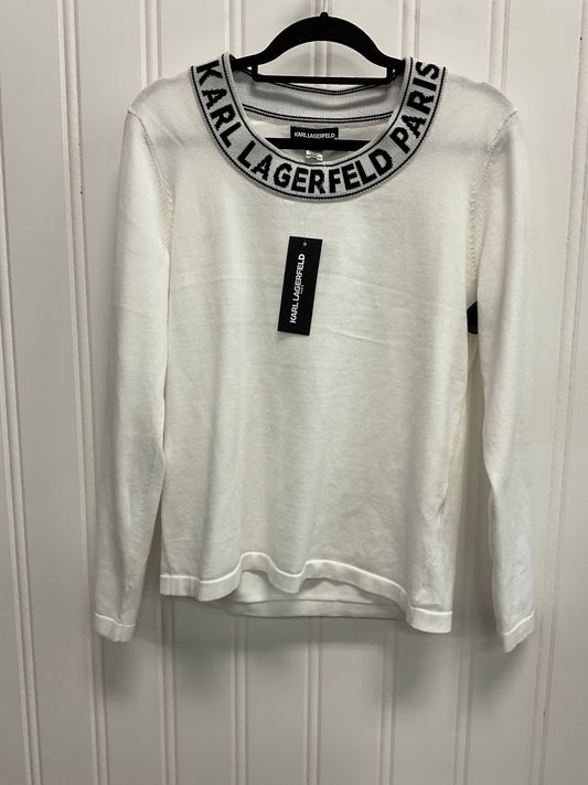 Sweater Designer By Karl Lagerfeld In White, Size: M