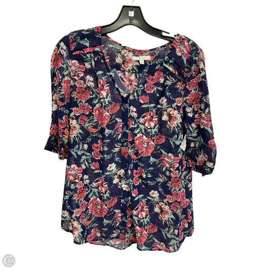 Top Short Sleeve By Skies Are Blue In Floral Print, Size: M