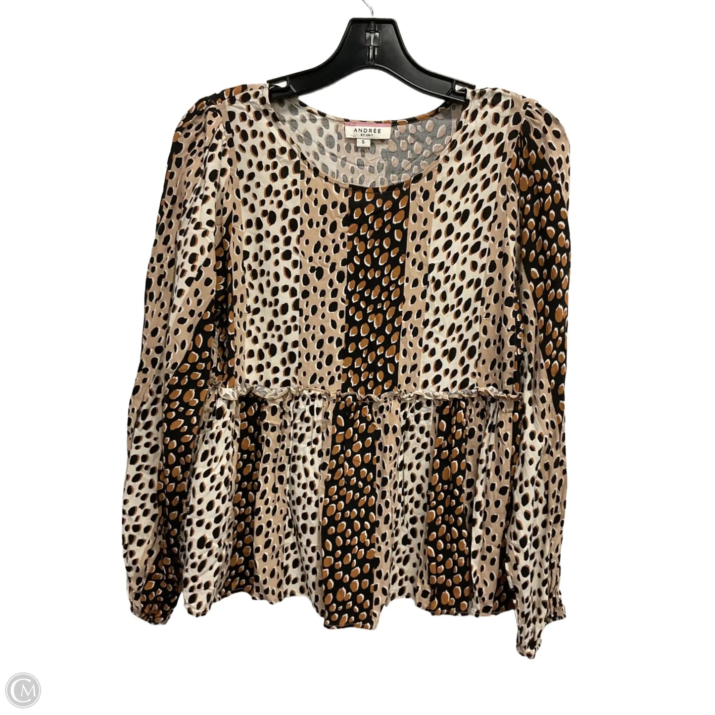 Top Long Sleeve By Andree By Unit In Animal Print, Size: S