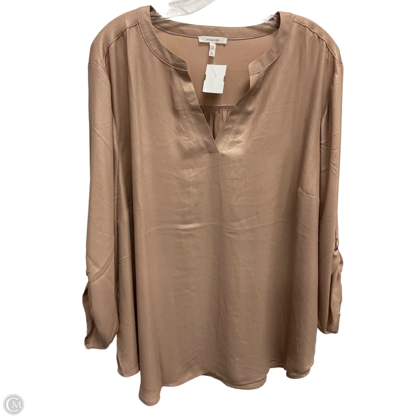 Top Long Sleeve By Maurices In Rose Gold, Size: 2x
