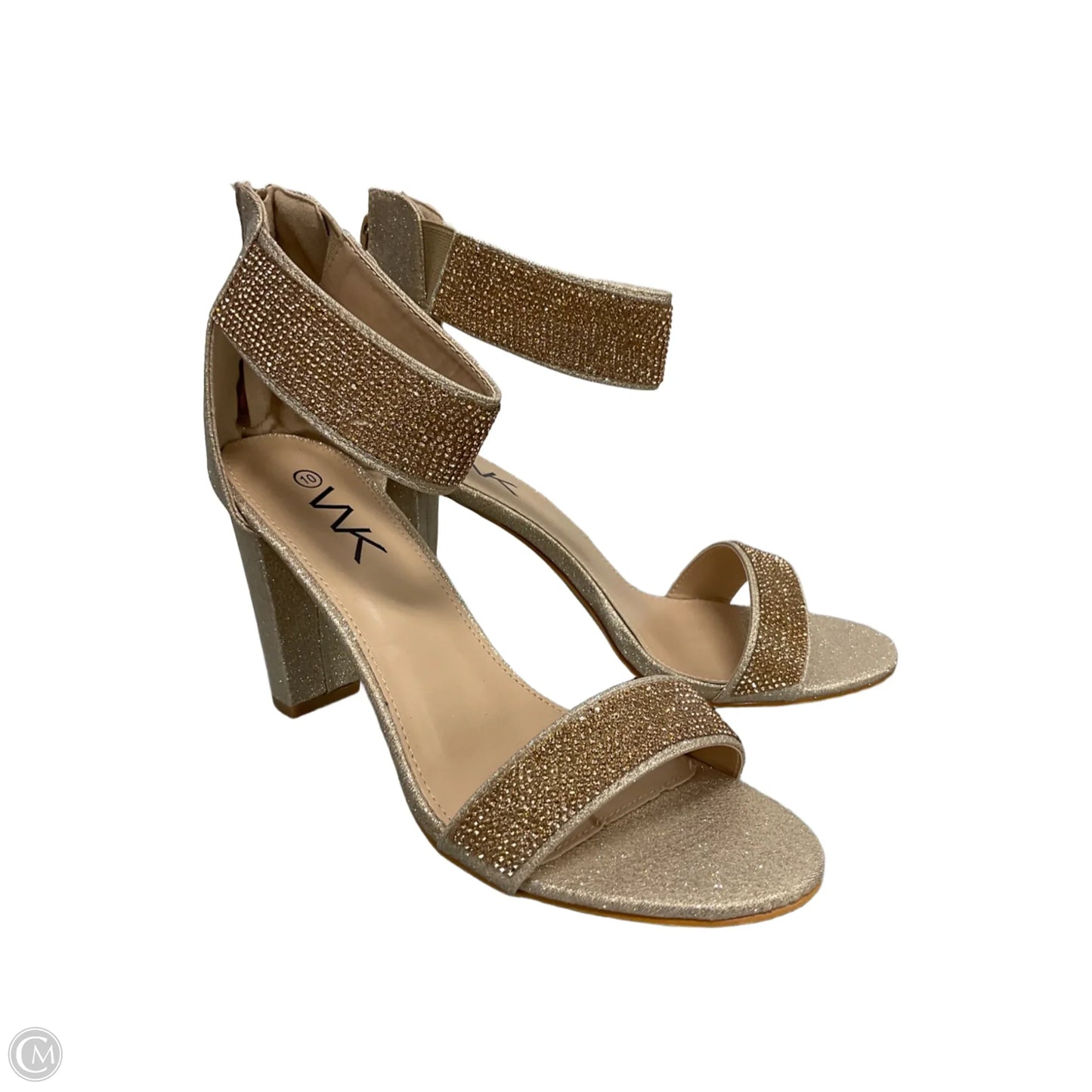 Sandals Heels Block By Clothes Mentor In Gold, Size: 10