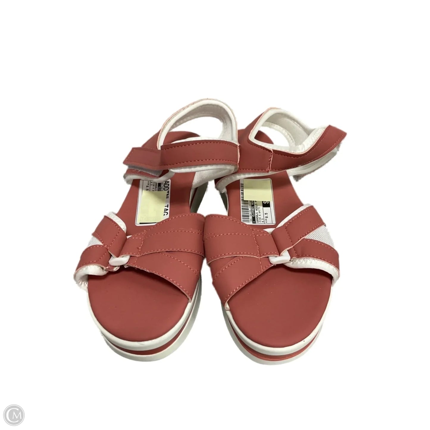 Sandals Heels Platform By Clothes Mentor In Pink & White, Size: 8.5