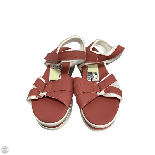 Sandals Heels Platform By Clothes Mentor In Pink & White, Size: 8.5