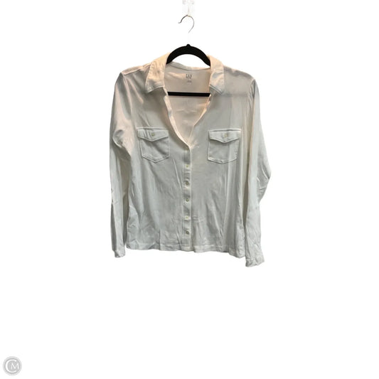 Top Long Sleeve By Gap In White, Size: L