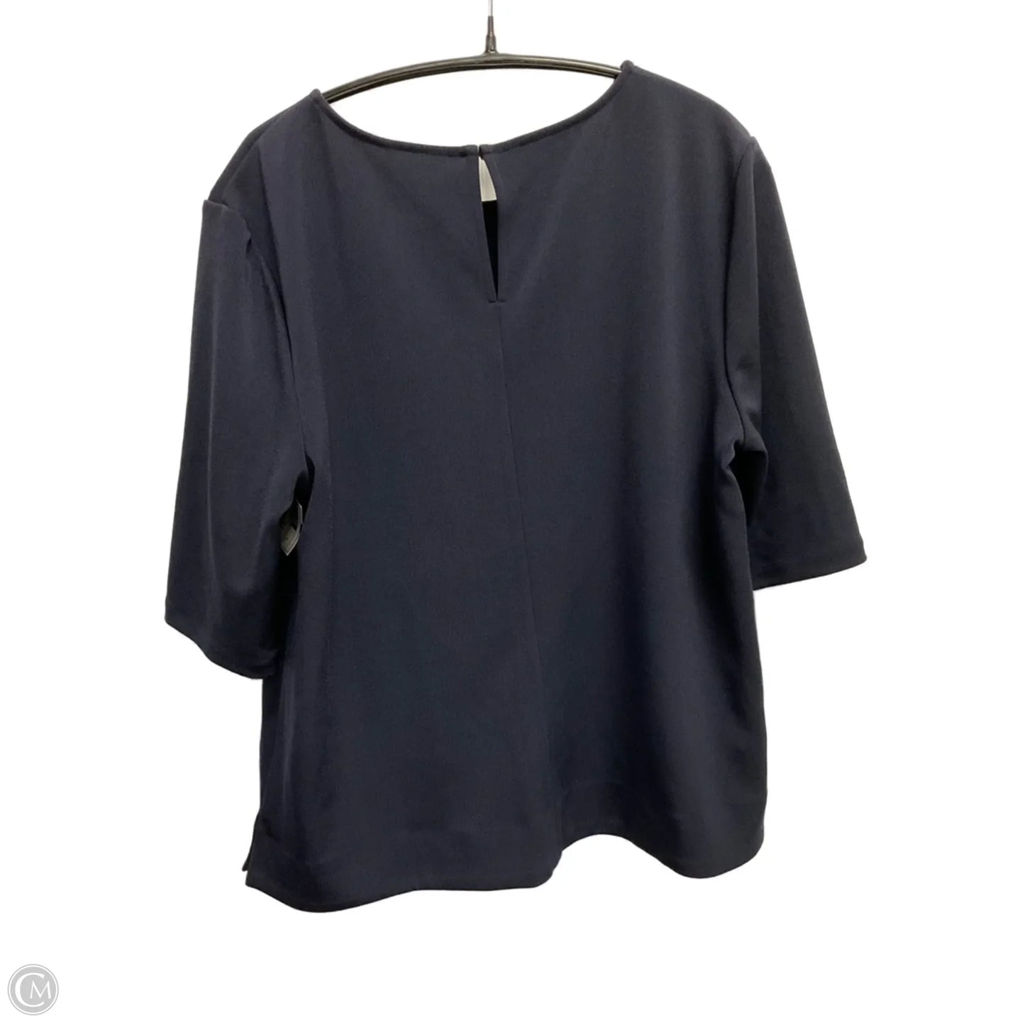 Blouse Short Sleeve By Ann Taylor In Navy, Size: L