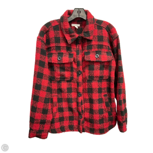 Jacket Shirt By Maurices In Black & Red, Size: S