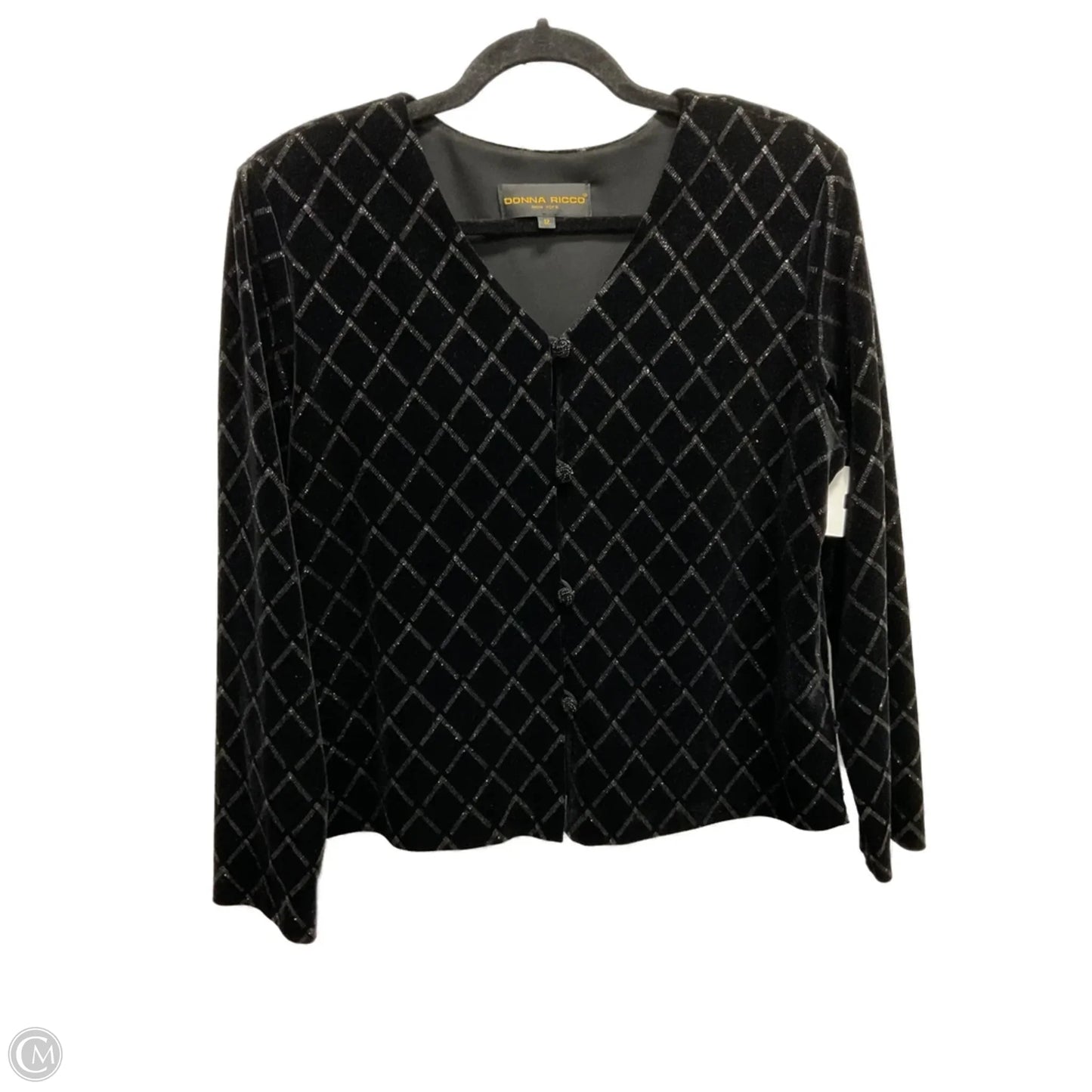 Blouse Long Sleeve By Donna Ricco In Black, Size: L