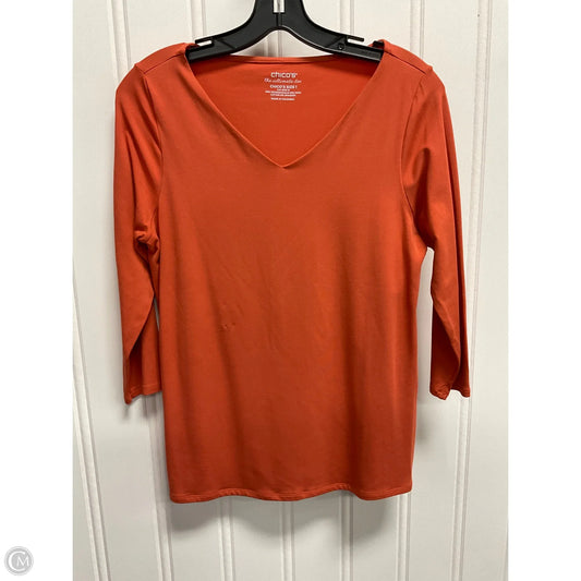 Top Long Sleeve Basic By Chicos In Orange, Size: M
